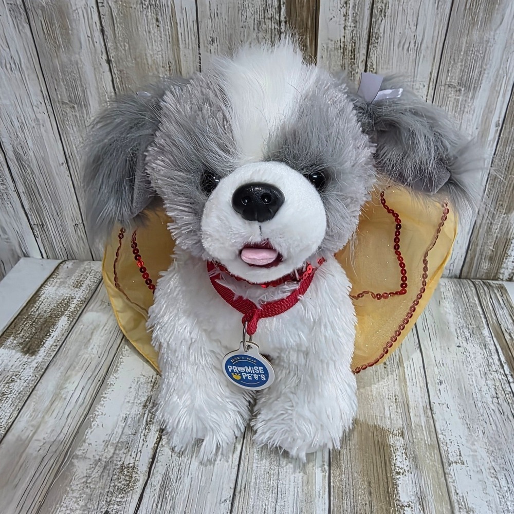 Build-A-Bear Workshop Promise Pets Dog Shih Tzu Plush Tutu Red Sequins Dress - Picture 2 of 8